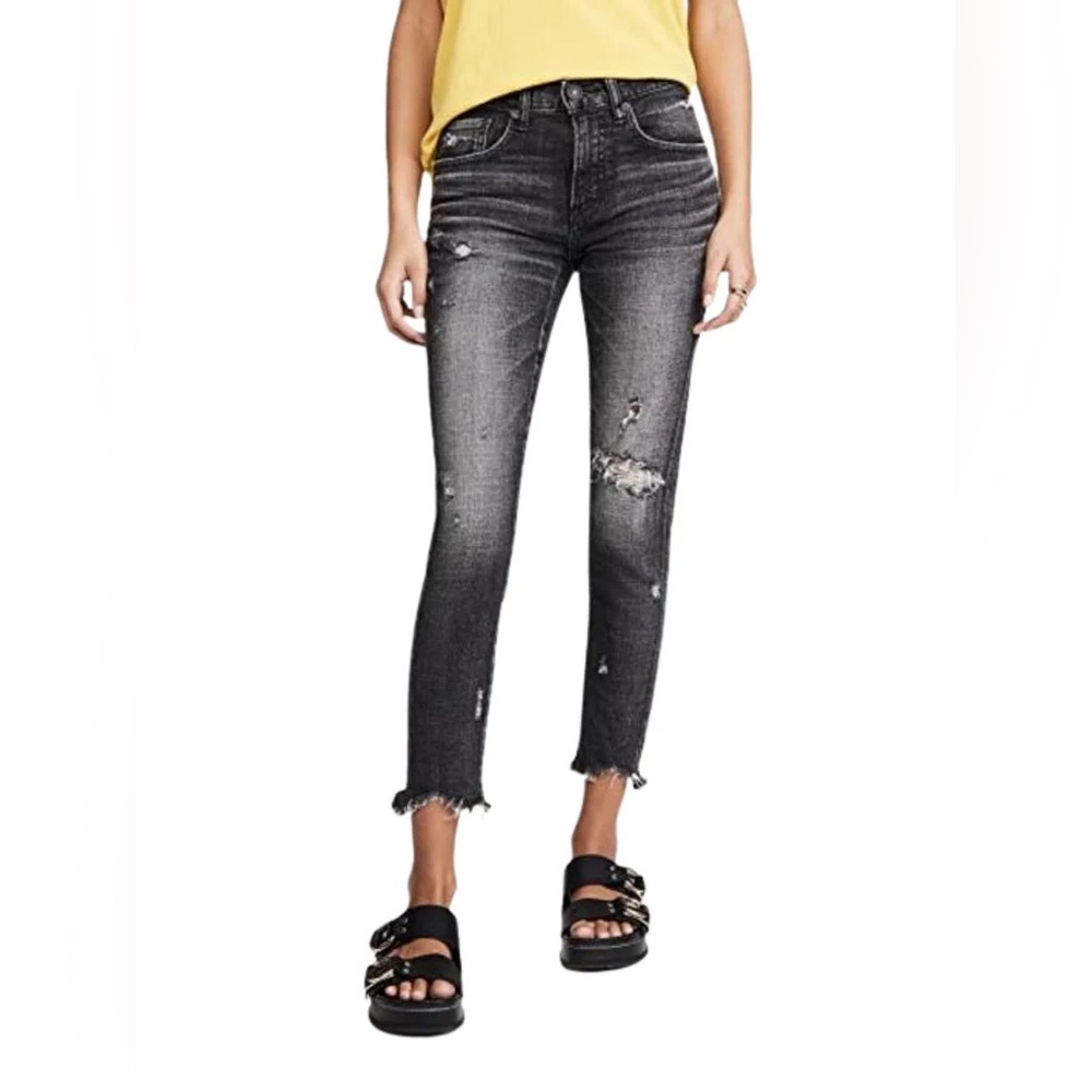 Moussy Vintage Glendele Black Mid Rise Cropped Ankle Jeans